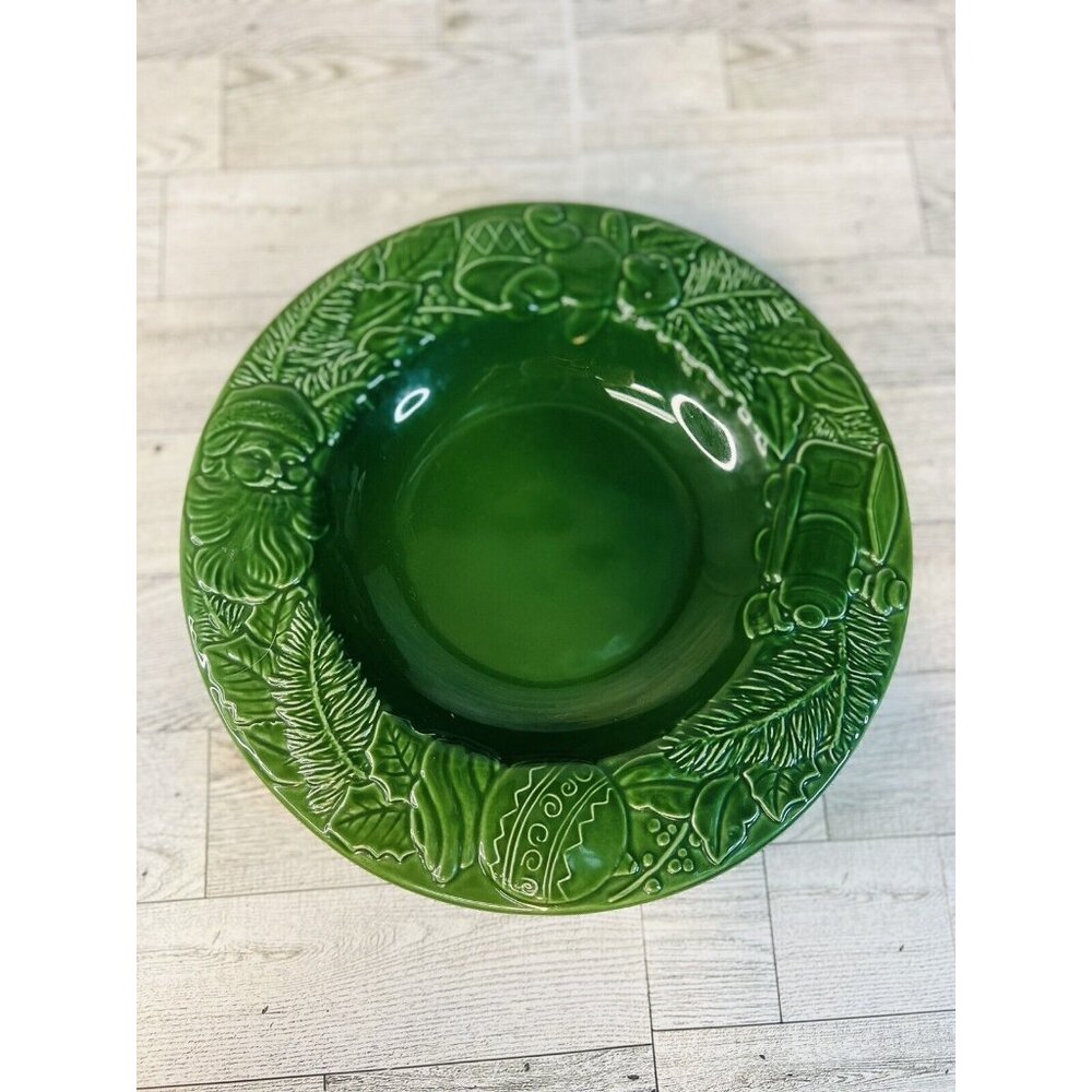 Vietri Majolica Green Christmas Wreath Bowl Made Italy 7908/24 9.5"